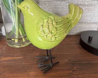 Green Ceramic bird, 9" x 7", $10