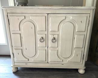 Kirkwood Creme distressed cabinet, 40"W x 15"D x 33.5"H,  $395