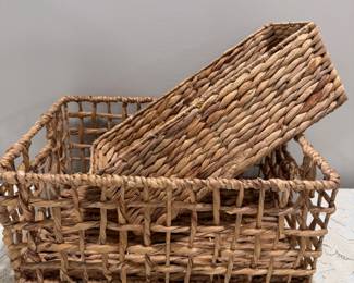 Pair Rattan Baskets,  16"&15",   $12