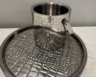Silver Textured Tray, 15"  $10,  Silver Ice Bucket  6"x9H,  $14