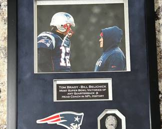 Tom Brady & Bill Belichick, Patriots, Commemorative ring display,  $175