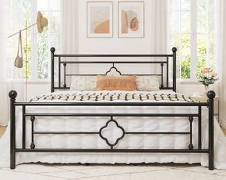 Black King  size metal  platform bed frame, $175