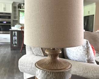 Faux wood with silver stripe lamp, 20"H,  $30