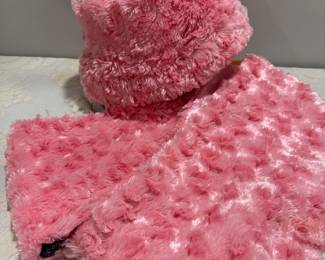 Pink Chenille Stylish Hat & Scarf,   $15