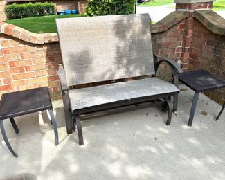 Glider,  $125.  2 outdoor accent tables,   $25 each