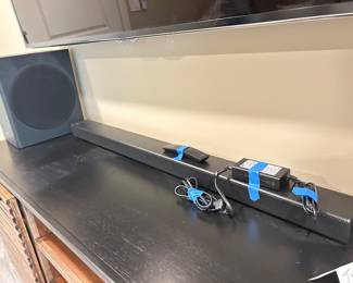 Samsung sound bar and subwoofer,  $135