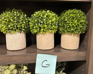 Faux plant in pottery, "G", approx 8"H, 1 available(middle),  $6 