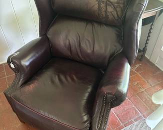 Leather wing chair recliner