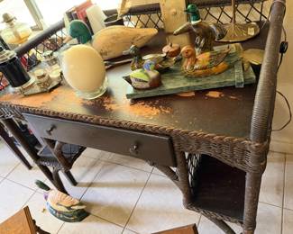 antique rattan desk