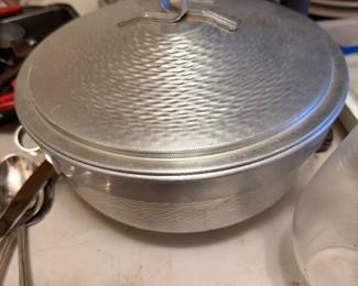 hammered aluminum covered dish