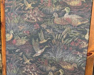 needlepoint, oak frame fire screen
