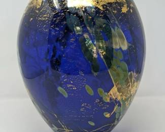 Art glass vase signed