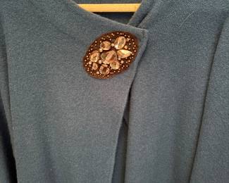 Jm Collection Cardigan Women Large  Wool Jeweled Brooch Wrap 