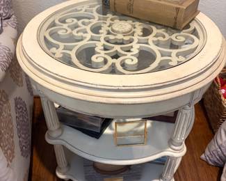 Provenance Round Side Table with Shelves