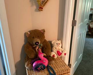 Large hamper, teddy bears, decor