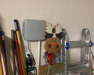 Ladder, holiday, decor, mops, brooms, rakes, etc.
