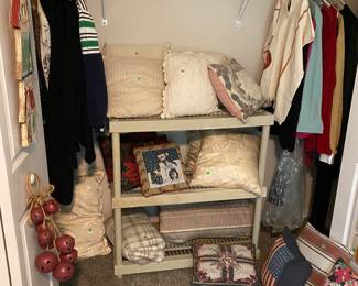 Pillows, clothing, baskets