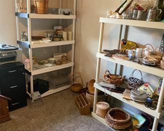 Baskets, decor, office supplies, filing cabinet