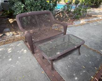 Loveseat and table for outdoor patio set