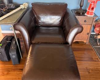 Nice leather chair and matching ottoman