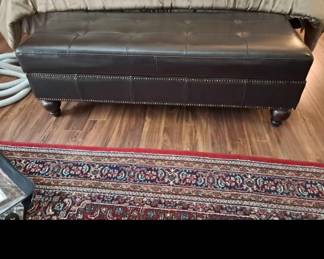 Leather storage bench