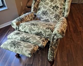 Floral wing back recliner