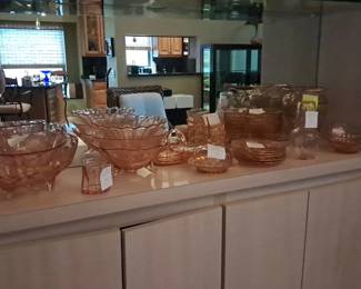 Pink depression glass