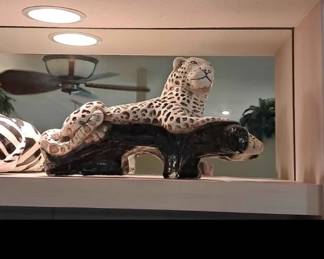 Large ceramic Jaguar on a branch