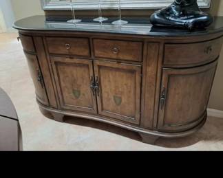 Wood hutch with granite top