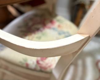 Round table and 4 wood chairs with upholstered seats