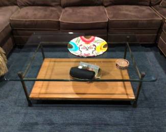 Wood, metal & glass coffee table