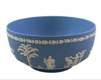 Wedgwood Blue Jasperware Neoclassical Sacrifice 8” Bowl England 1965