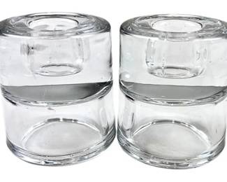 Mid Century Glass Candle Holders