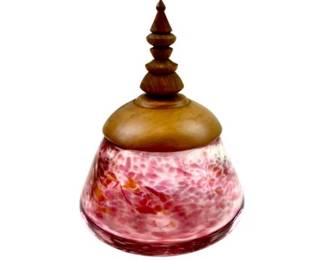 Mack V. Delisle Signed Art Glass Covered Jar