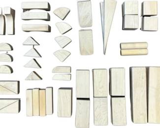 Large Set Of Natural Wooden Building Blocks - 60 Piece