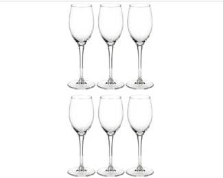 Set Of 6 Crystal Wine Glasses With Smooth Stem And Base