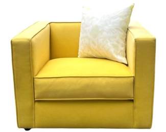 CB2 Yellow Contemporary Club Chair with Pillow