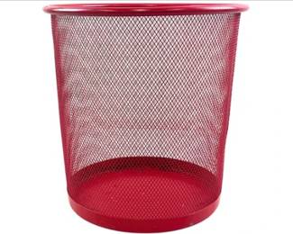 Red Metal Mesh Waste Basket