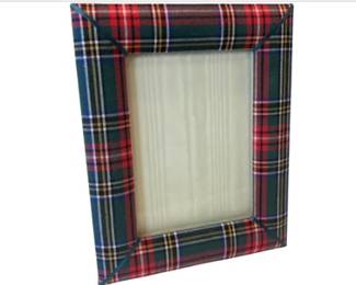 Tartan Fabric Frame With Moire Backing - Signed “Breaux Arts”