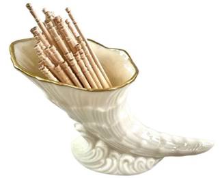 Lenox Vintage China Hand Decorated With 24k Gold Toothpick Holder