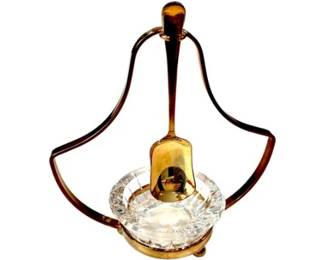 Val Saint Lambert Crystal Condiment & Jam Caddy With Gilt Finish - Signed