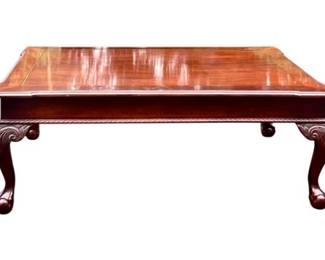 Ethan Allen 18th Century Mahogany Coffee Table With Ball And Claw Feet