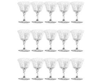15 Vintage Libbey “Windswept” Etched Leaf Low Sherbet Glasses