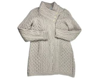 Irish Hand Made Aran Cable Knit Sweater With Inset Pockets - Made In Ireland