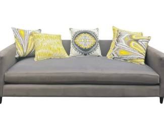 CB2 Movie Sofa In Dark Grey With 5 Ryan Studio Throw Pillows