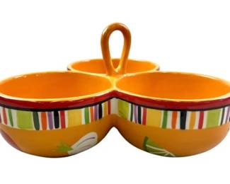 Crate & Barrel 3 Section Ceramic Condiment Dish