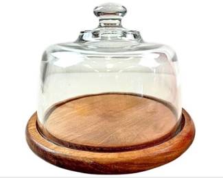 Vintage Teak Cheese Server With Dome Dolphin By Lipper