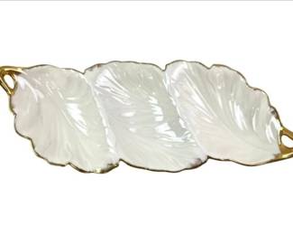 Lenox Vintage China Hand Decorated With 24k Gold Triple Leaf Serving Tray
