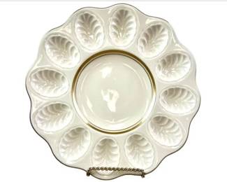 Lenox China Hand Decorated With 24k Gold Deviled Egg Plate