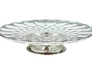 Val Saint Lambert Crystal & Silver Plate Pedestal Serving Piece